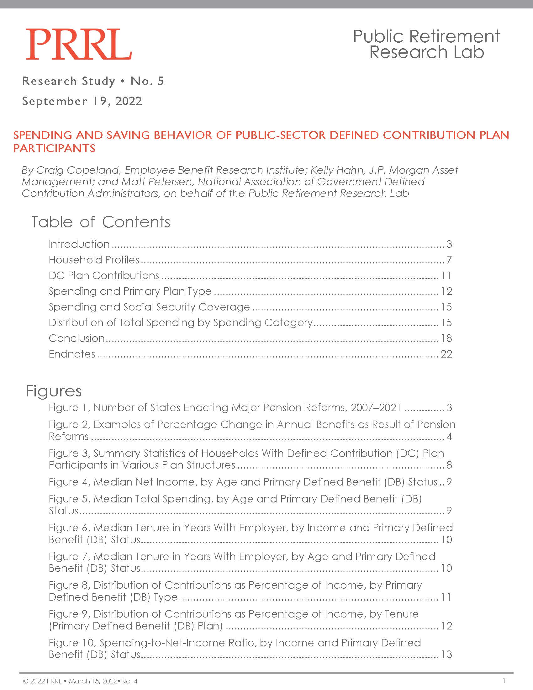 Spending and Saving Behavior of PublicSector Defined Contribution Plan